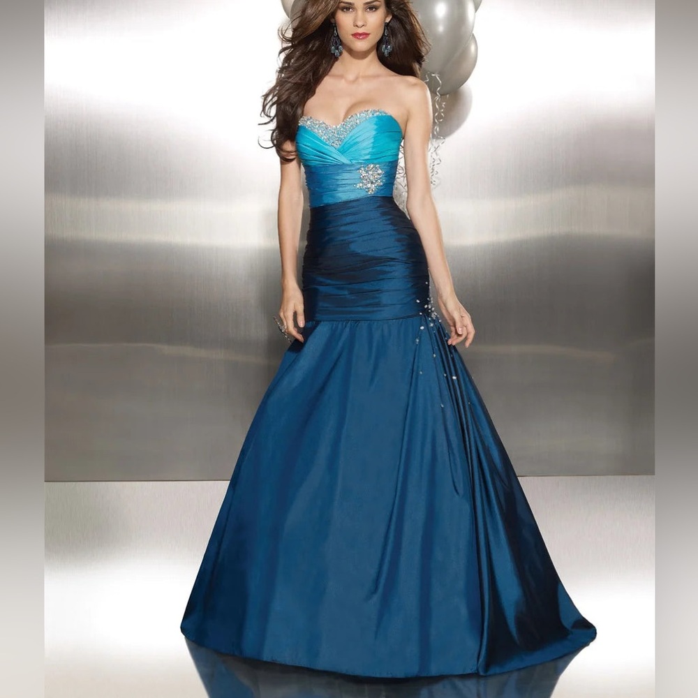 Mori Lee Blue Mermaid Formal Dress